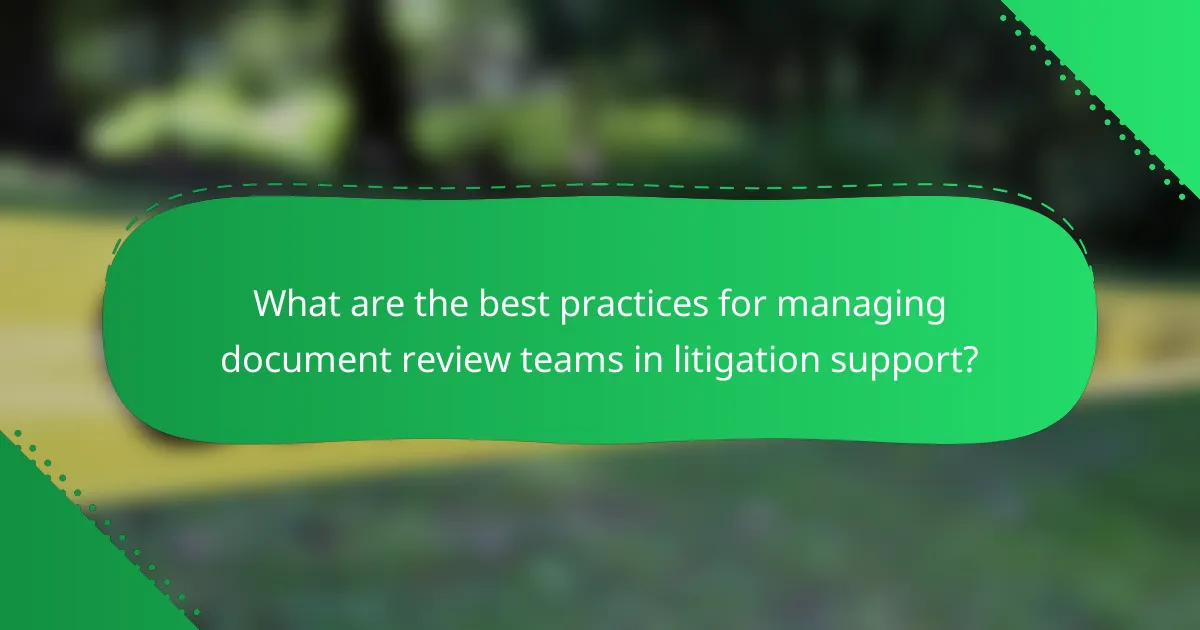 What are the best practices for managing document review teams in litigation support?