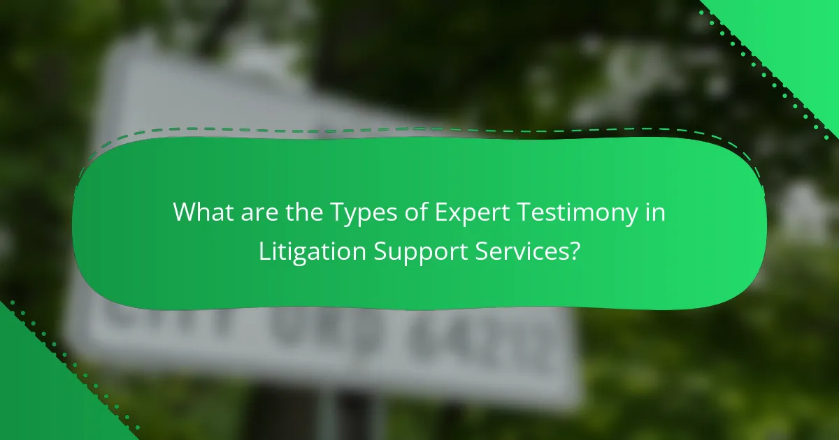 What are the Types of Expert Testimony in Litigation Support Services?