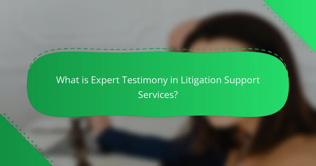 What is Expert Testimony in Litigation Support Services?
