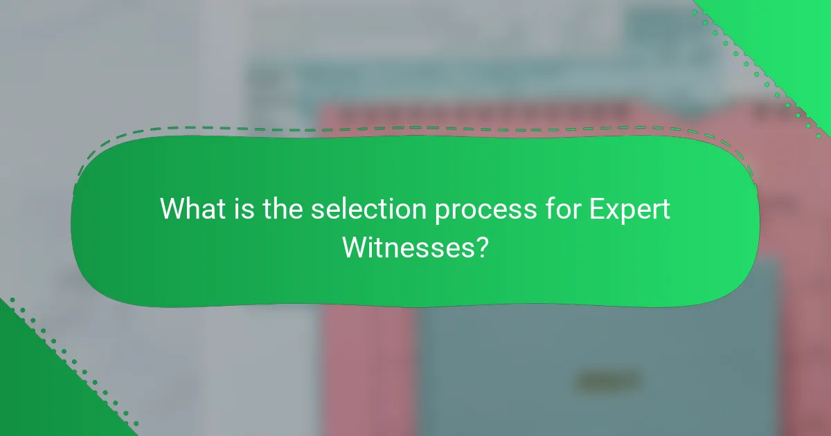 What is the selection process for Expert Witnesses?