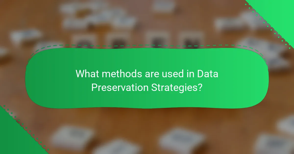 What methods are used in Data Preservation Strategies?